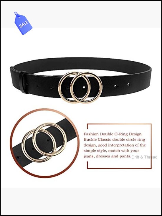 Double O Ring Faux Leather Waist Belt for Women - Elegant Fashion Belt main image 4